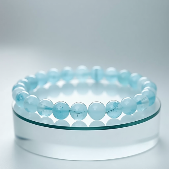 Clear Natural Aquamarine Single-Strand Bracelet
